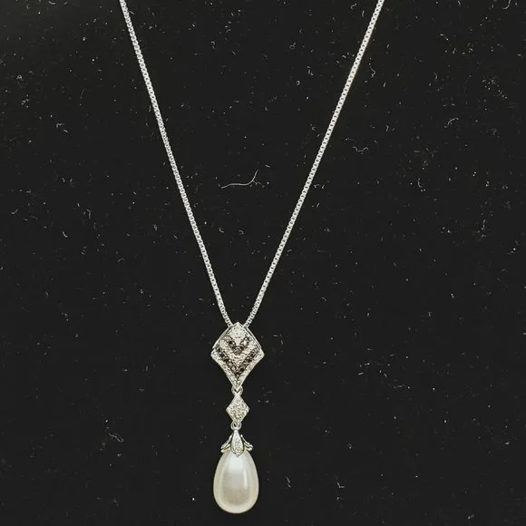 Cultured Pearl Ring/Necklace/Earring SET CFWP SS 1/3 CT - Picture 4 of 7